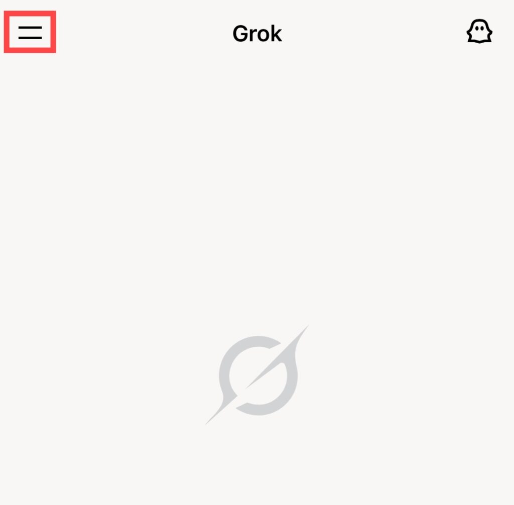 Grok_コンパニオンモード設定手順_左上の「メニュー(二本線)」をタップ