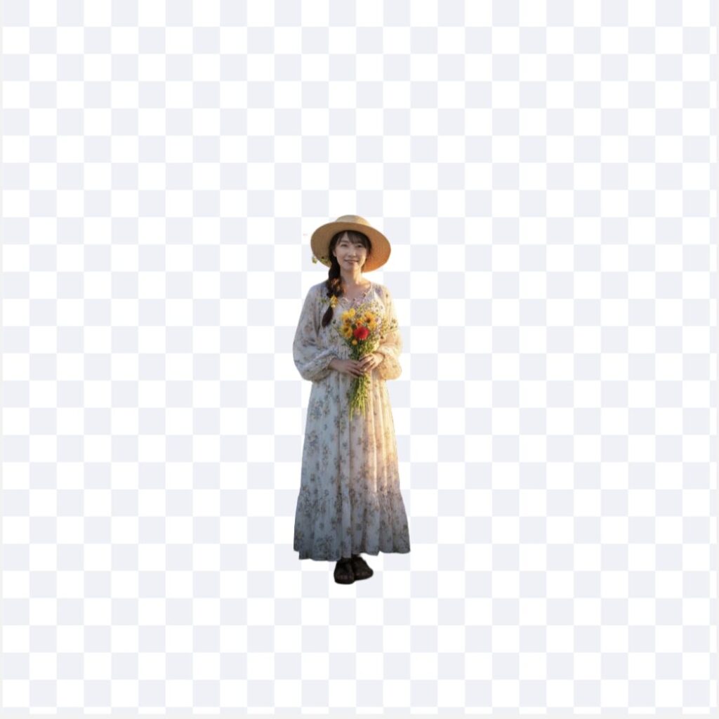 Aieaseで背景透過した女性の画像