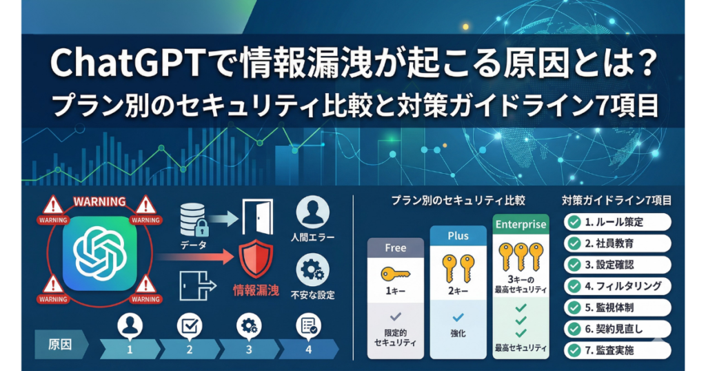 ChatGPTで情報漏洩が起こる原因とは？プラン別のセキュリティ比較と対策ガイドライン7項目