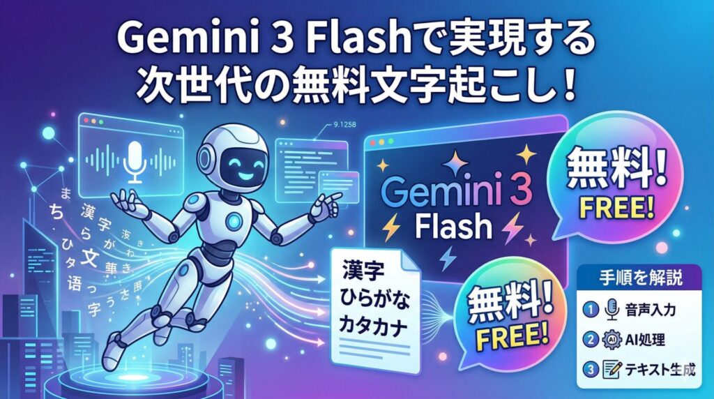 Gemini 3 Flashで実現する次世代の無料文字起こし！手順を解説