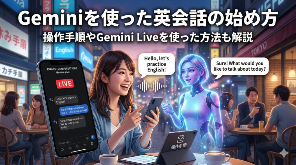 Geminiを使った英会話の始め方｜操作手順やGemini Liveを使った方法も解説