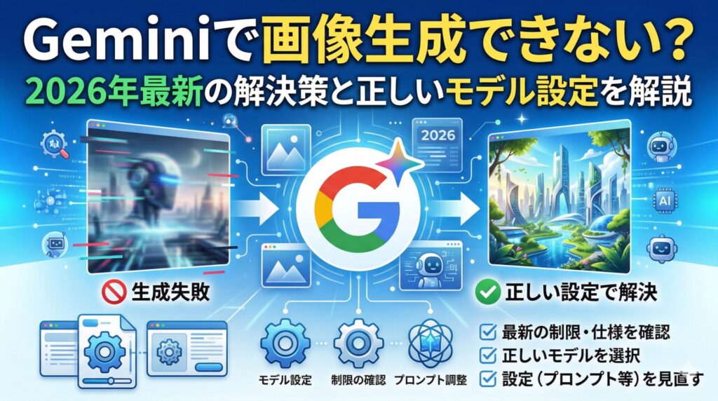 Geminiで画像生成できない？2026年最新の解決策と正しいモデル設定を解説