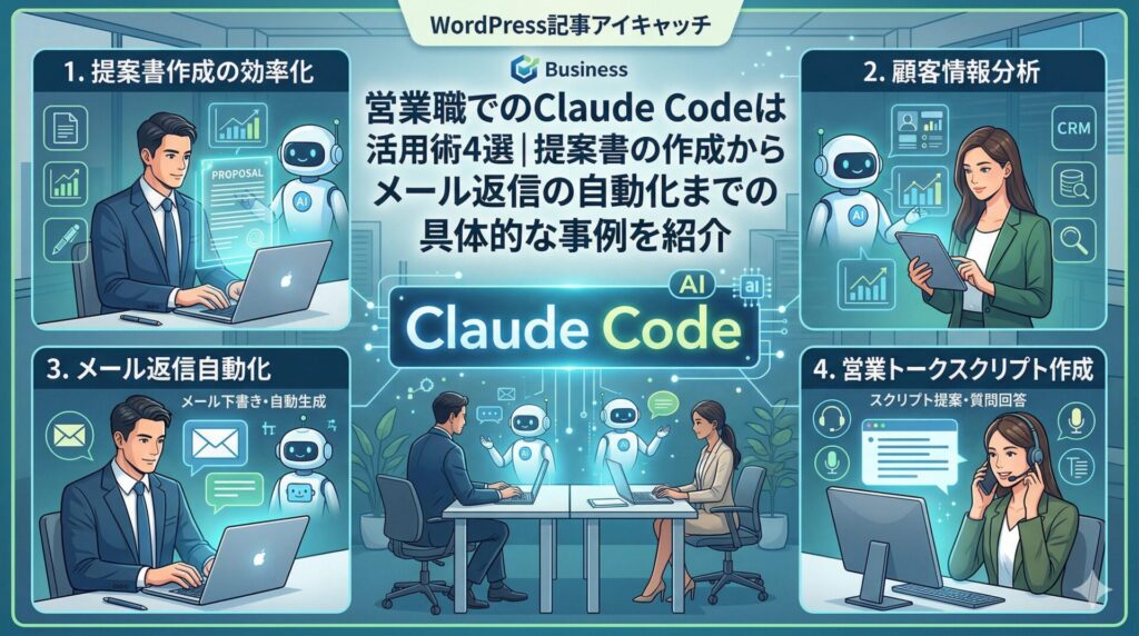 営業職でのClaude Codeの活用術4選｜提案書の作成からメール返信の自動化までの具体的な事例を紹介